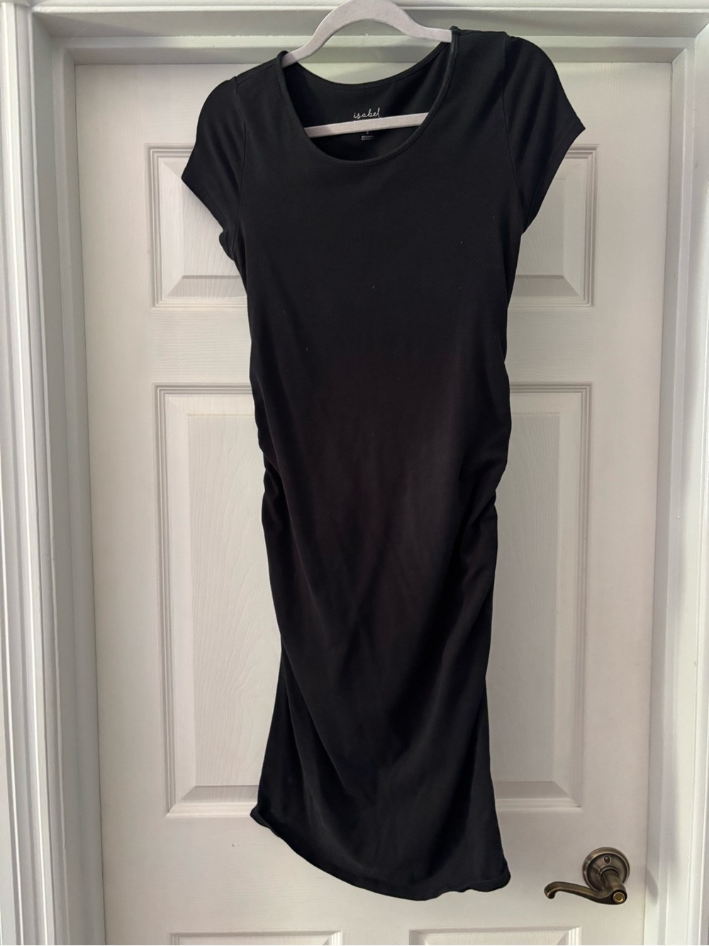 Isabel Maternity by Ingrid & Isabel Black Ruched Cap Sleeve Midi Dress